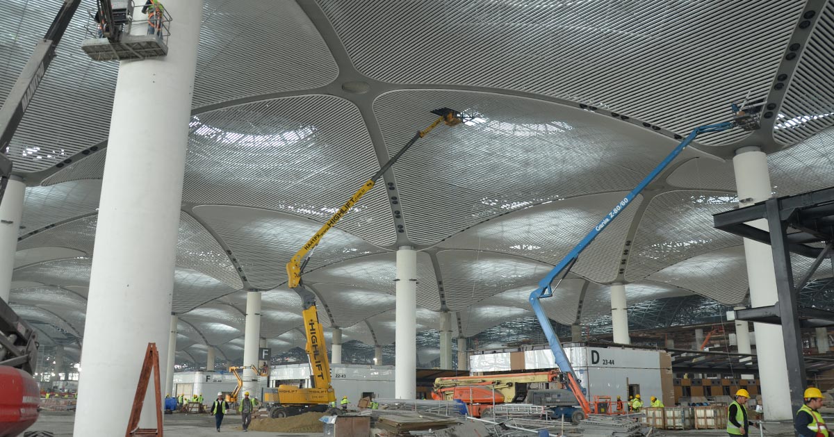 İstanbul Grand Airport Terminal Ana Bina Çatı Altı Asma Tavan İmalat ve Montaj İşleri